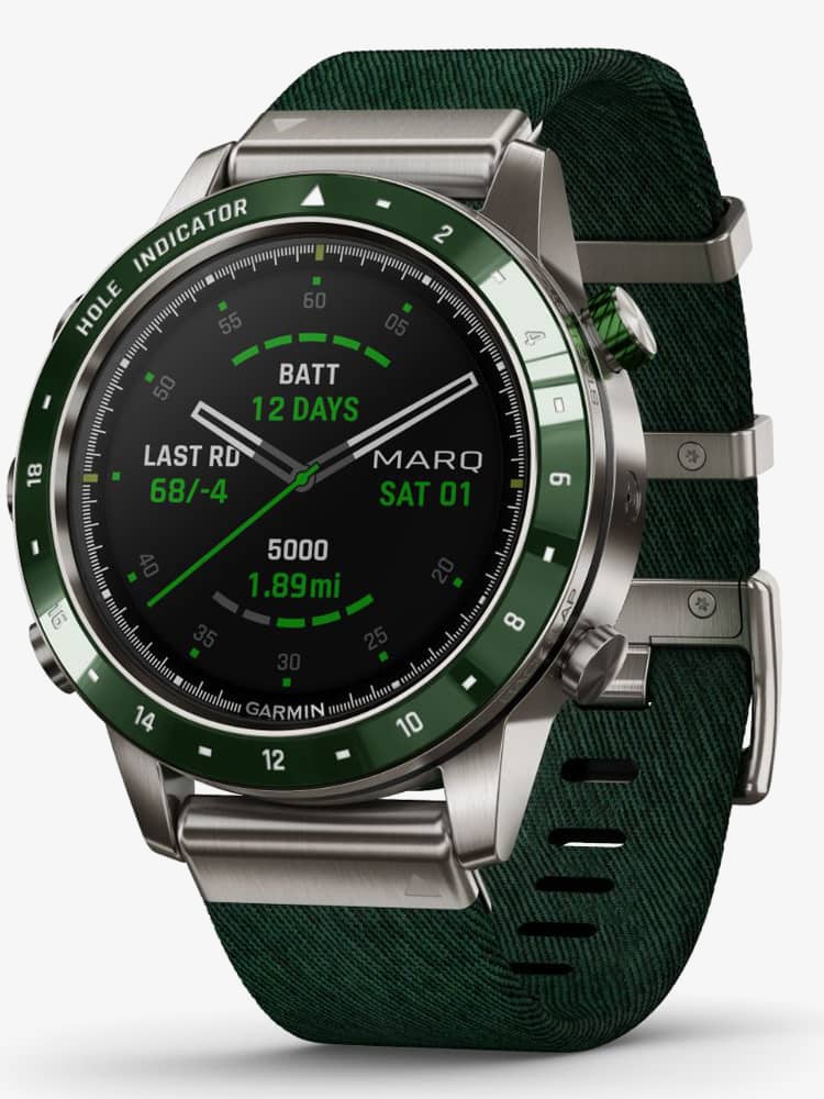 Garmin Unisex Marq Golfer Titanium Green Fabric Strap Watch 010-02395-00 