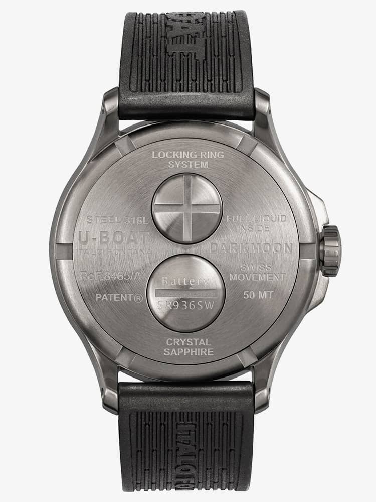 U-BOAT Mens Darkmoon 44mm Red Glass Watch 8465/B