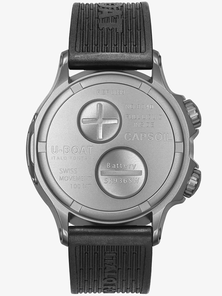 U-BOAT Mens Capsoil 45mm Doppiotempo Red Rehaut Watch 8839