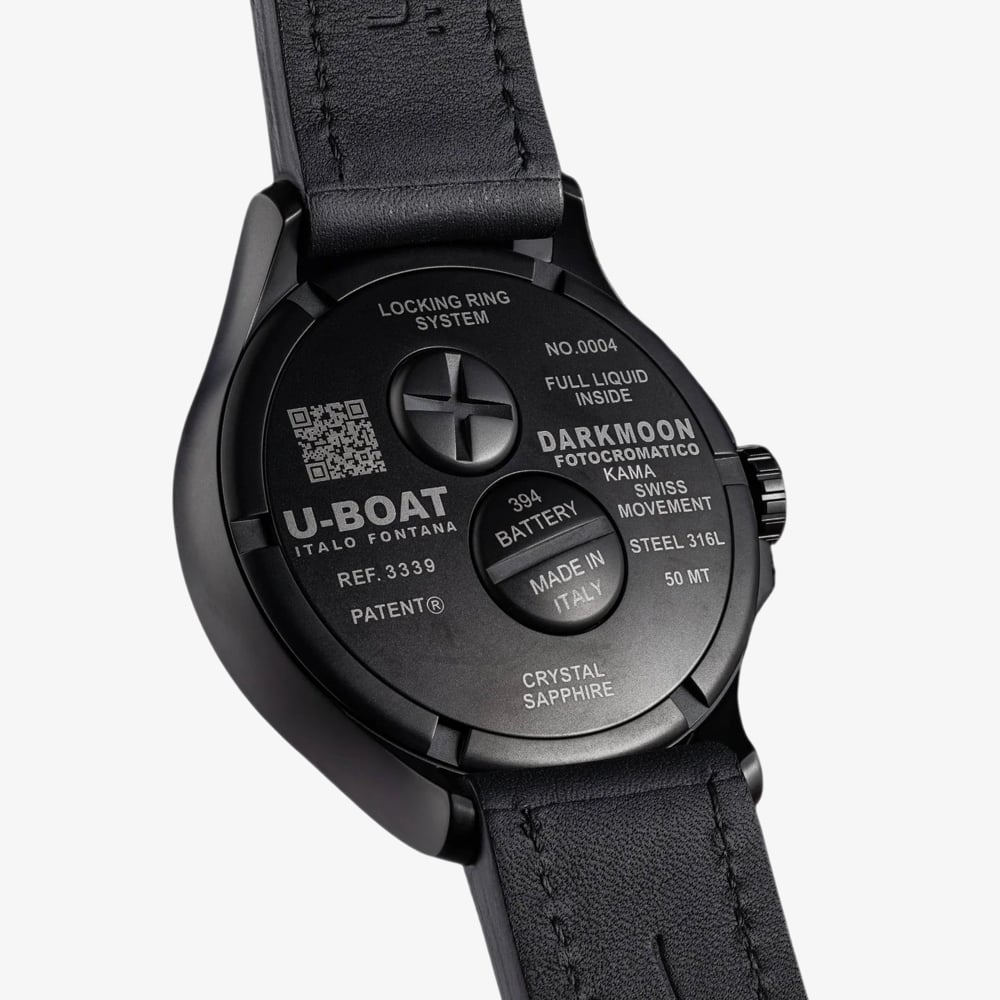 U-BOAT Mens Darkmoon Kama Grey Multi-Tone Dial Black Leather Strap Watch U3339