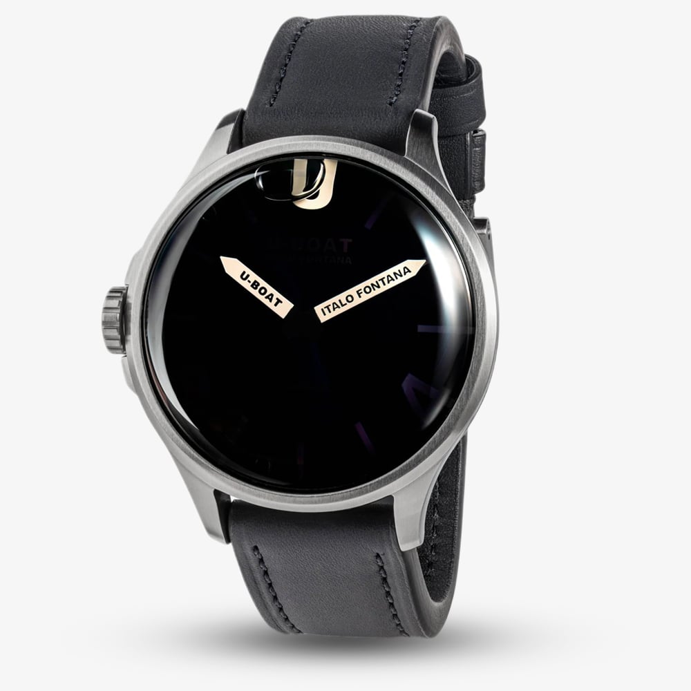 U-BOAT Mens Darkmoon Kama Blue Multi-Tone Dial Black Leather Strap Watch U3340