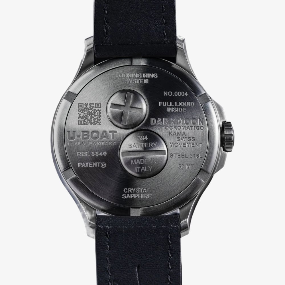 U-BOAT Mens Darkmoon Kama Blue Multi-Tone Dial Black Leather Strap Watch U3340