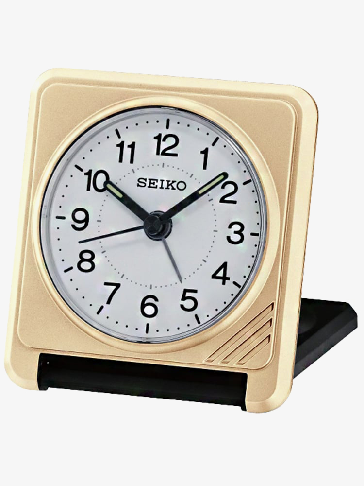 House of Watches - Seiko Clocks Gold Travel Beep Alarm Clock QHT015G