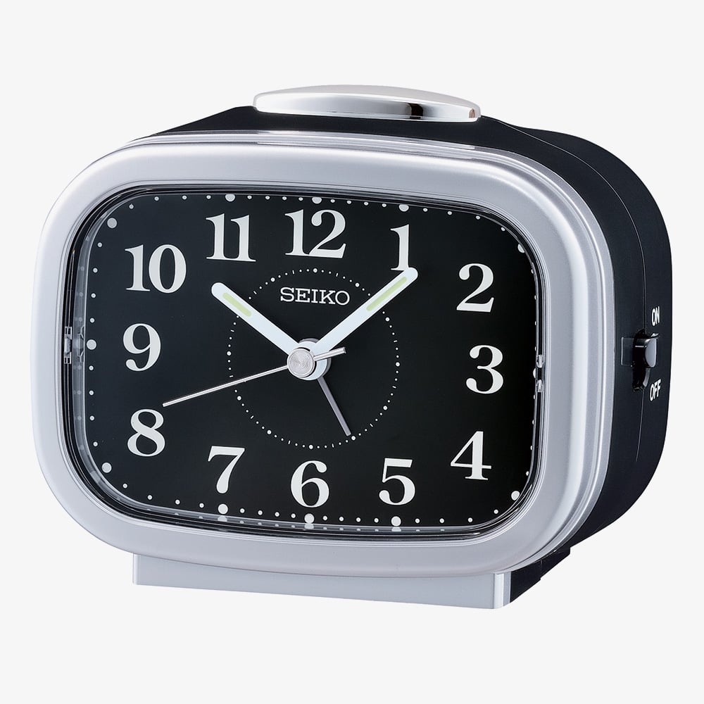 House of Watches - Seiko Retro Silver Black Bell Alarm Clock QHK060A