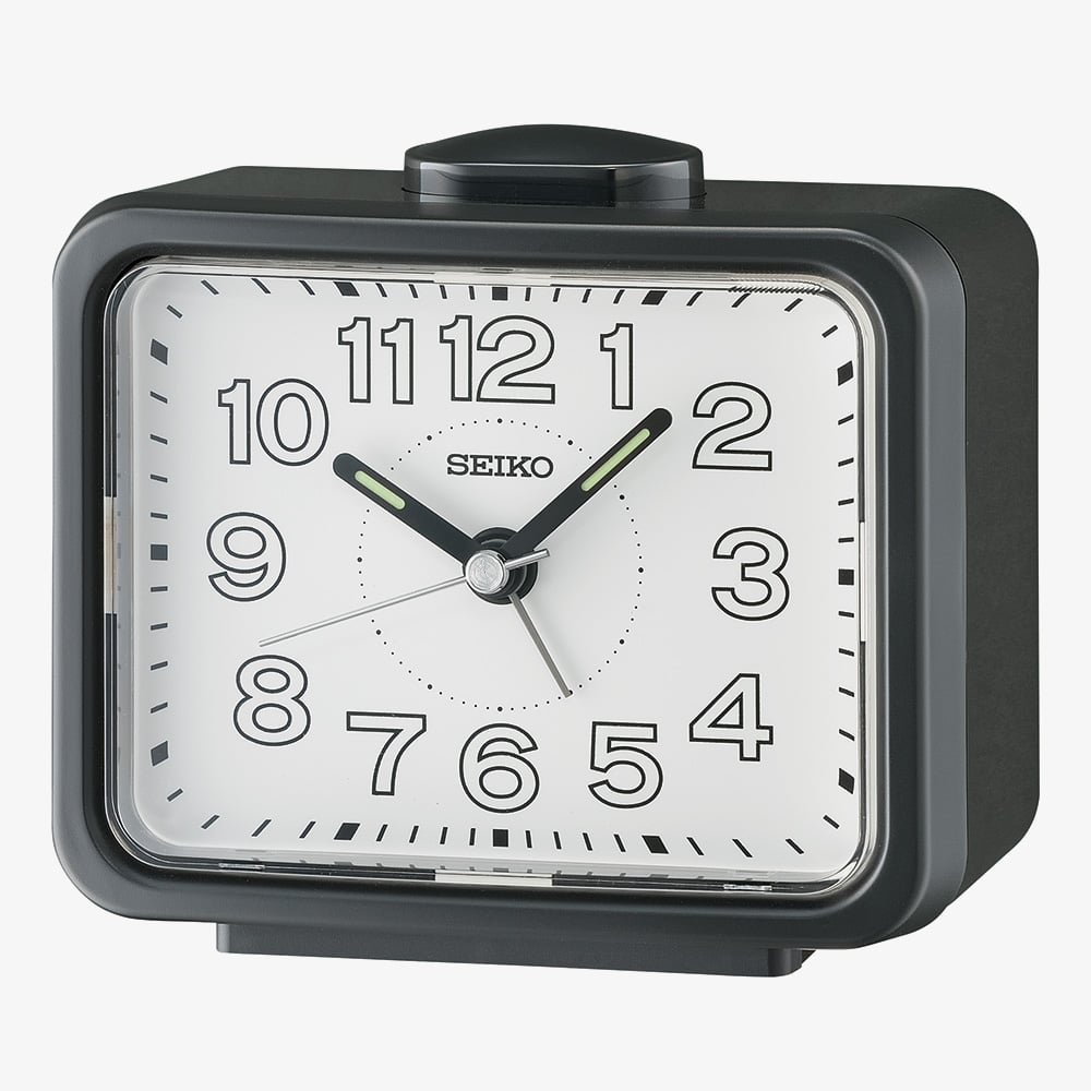 House of Watches - Seiko Retro White Dial Black Alarm Clock QHK061K