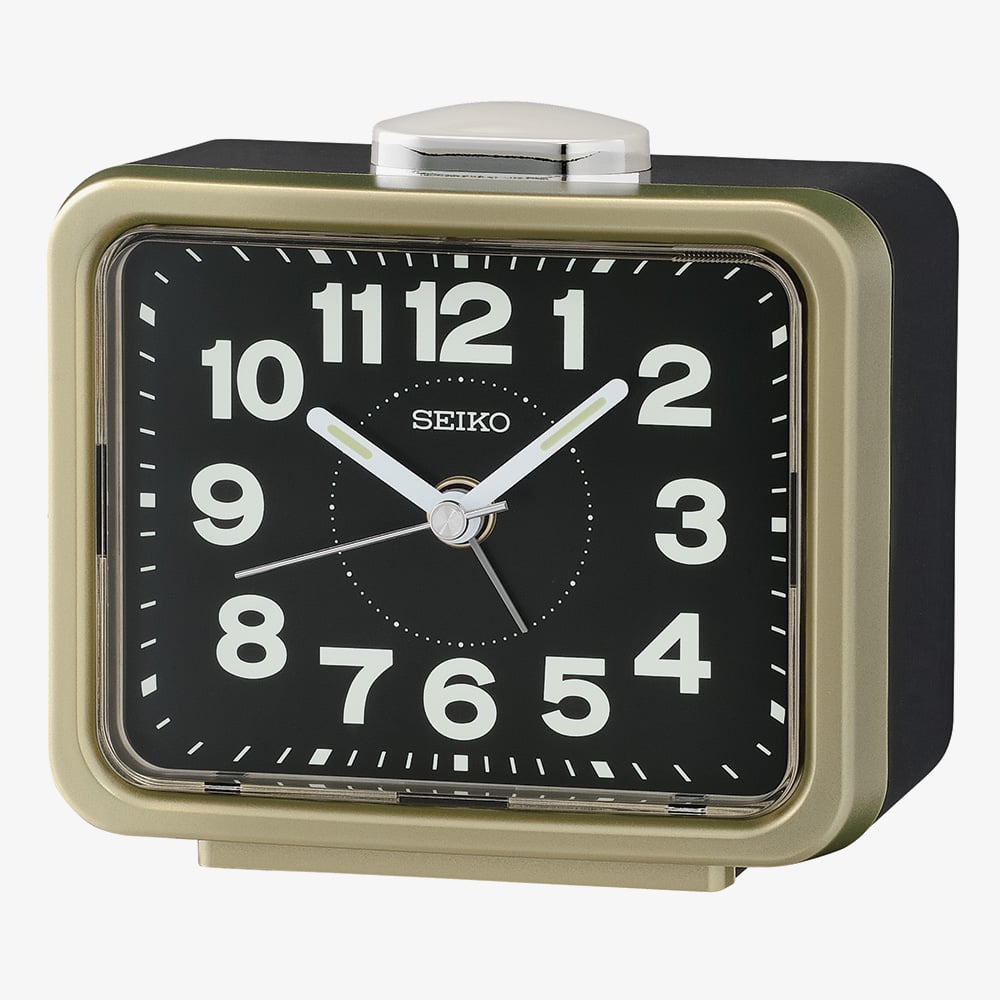 House of Watches - Seiko Retro Gold Black Bell Alarm Clock QHK062G