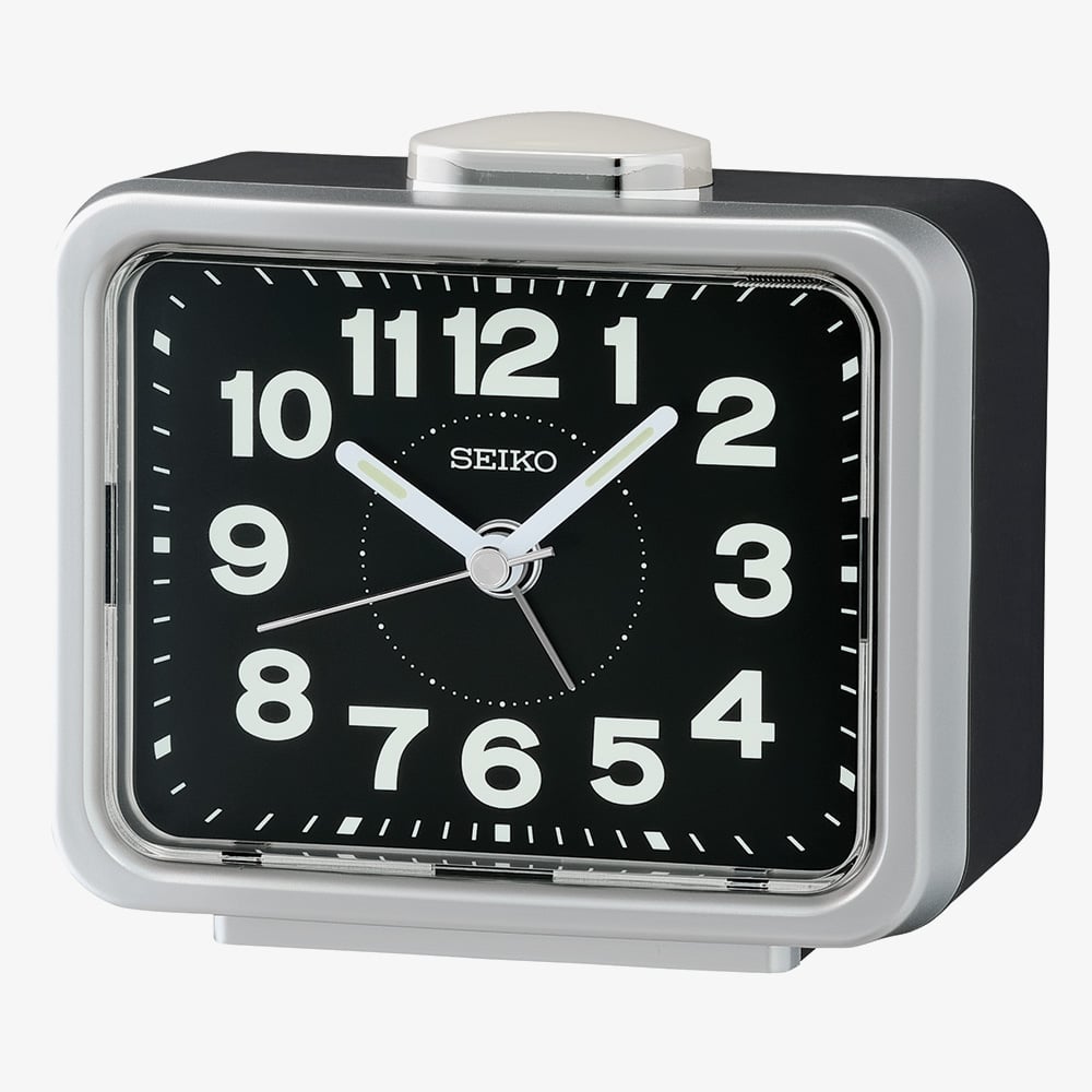 House of Watches - Seiko Retro Black Silver Bell Alarm Clock QHK062S