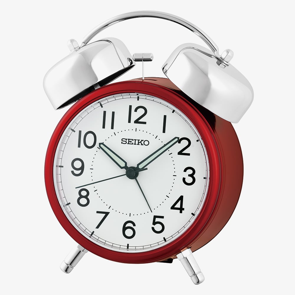 House of Watches - Seiko Twin Bell Round Red Alarm Clock QHK063R