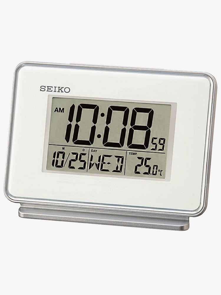 House of Watches - Seiko Clocks White Digital Dual Alarm Clock QHL068W