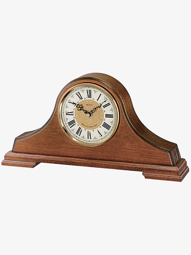 House of Watches - Seiko Clocks Brown Oak Wooden Mantel Clock QXJ013B