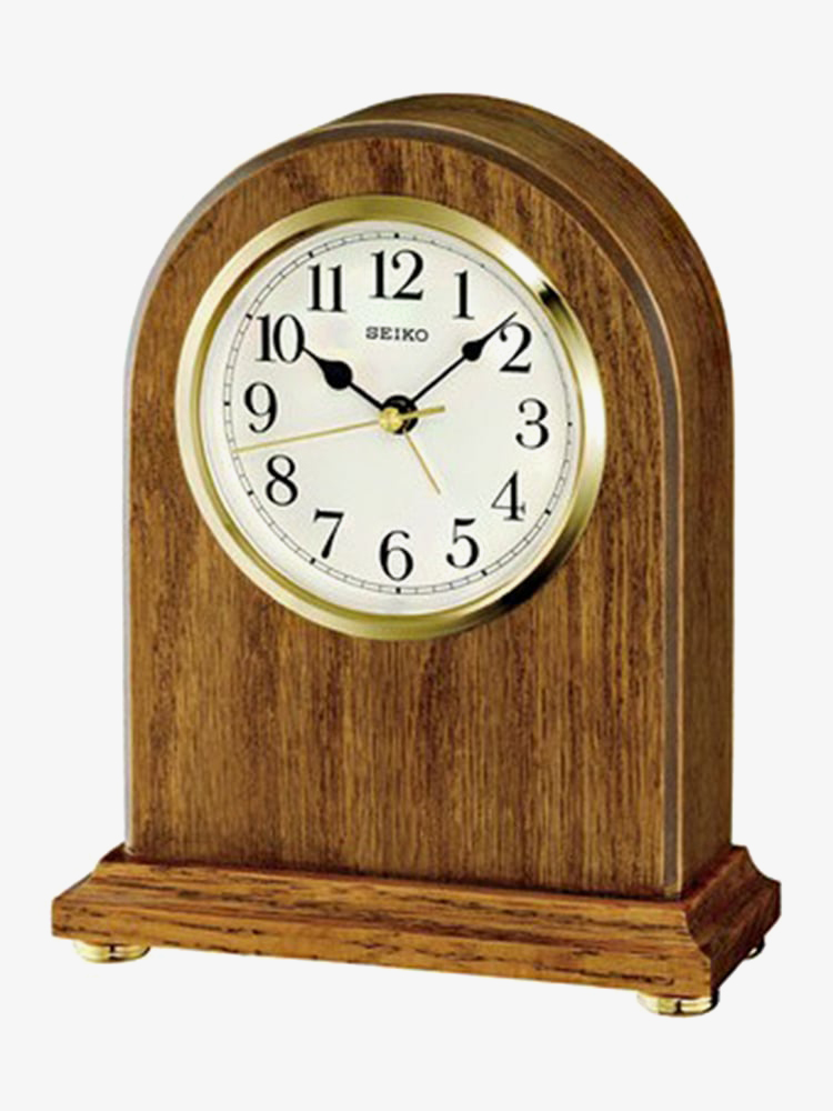 House of Watches - Seiko Clocks Light Brown Oak Wooden Mantel Clock QXE031B