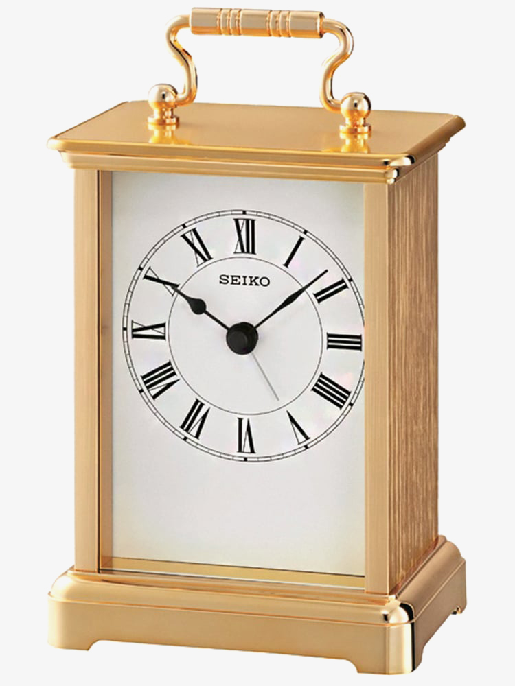 House of Watches - Seiko Clocks Gold Metal Mantel Clock QHE093G