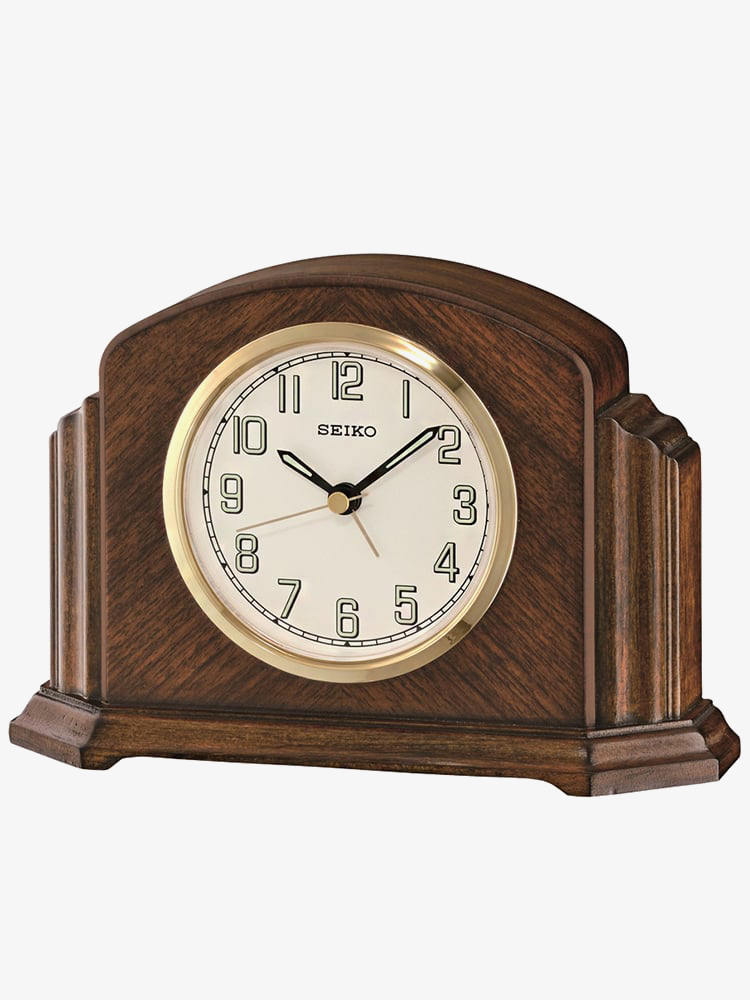 House of Watches - Seiko Clocks Brown Wooden Mantel Clock QXE043B