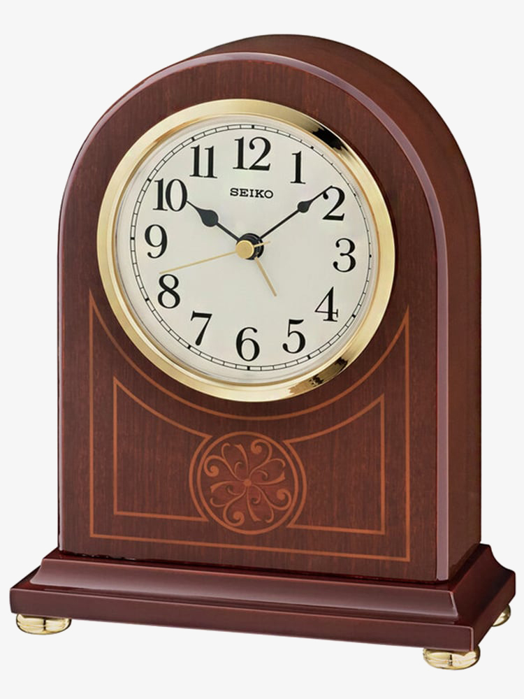 House of Watches - Seiko Clocks Brown Alder Wooden Mantel Clock QXE057B