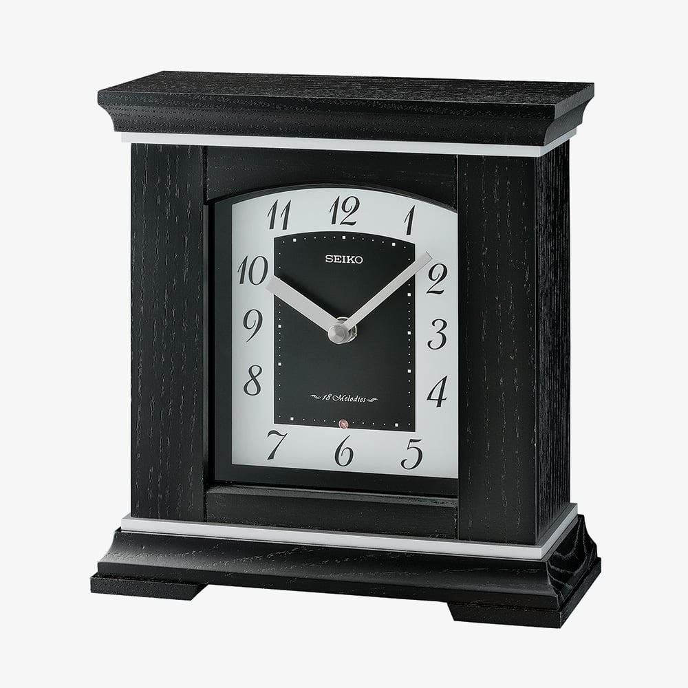 House of Watches - Seiko Black Musical Wooden Mantel Clock QXW249K