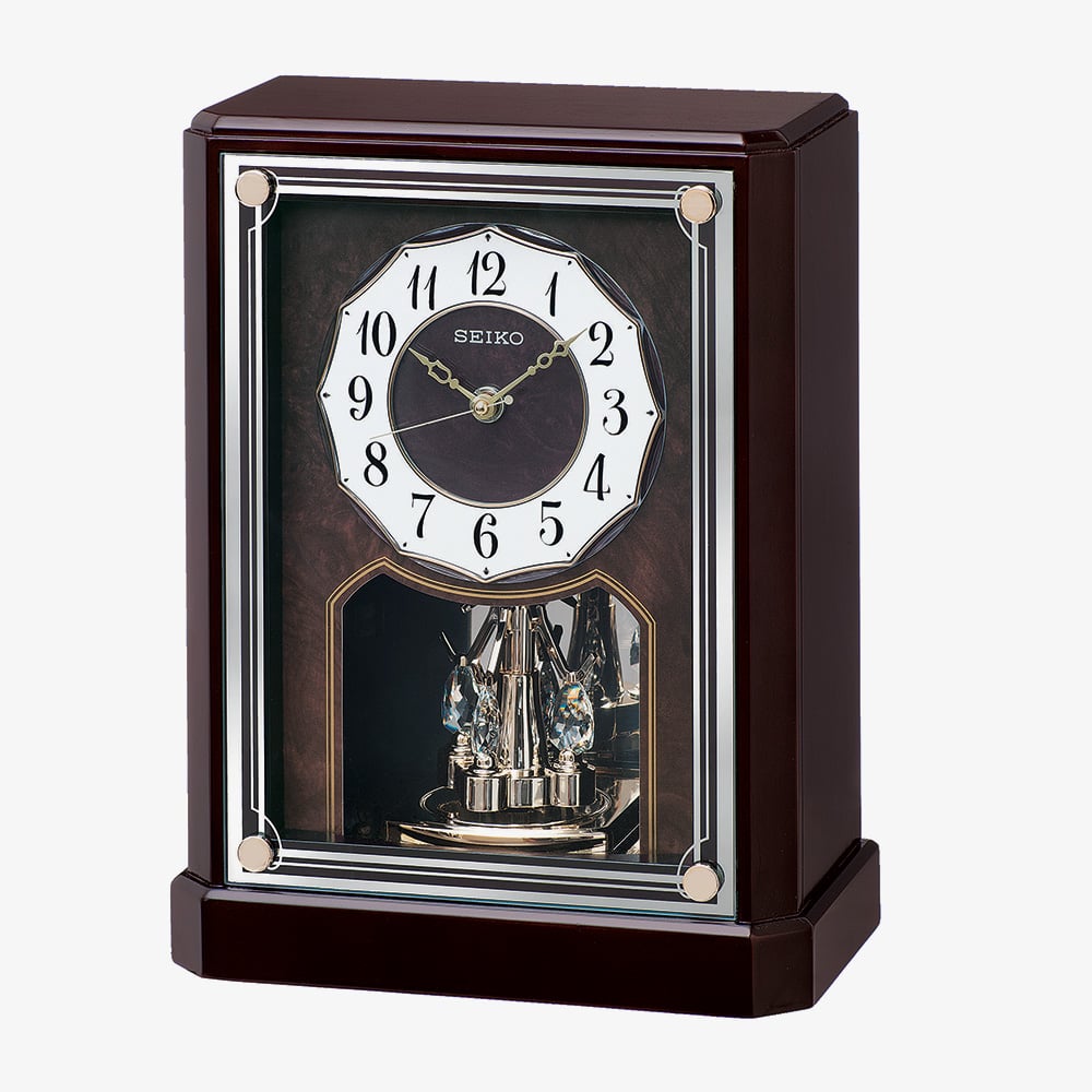 House of Watches - Seiko Rotating Pendulum Wooden Mantel Clock QXN233B