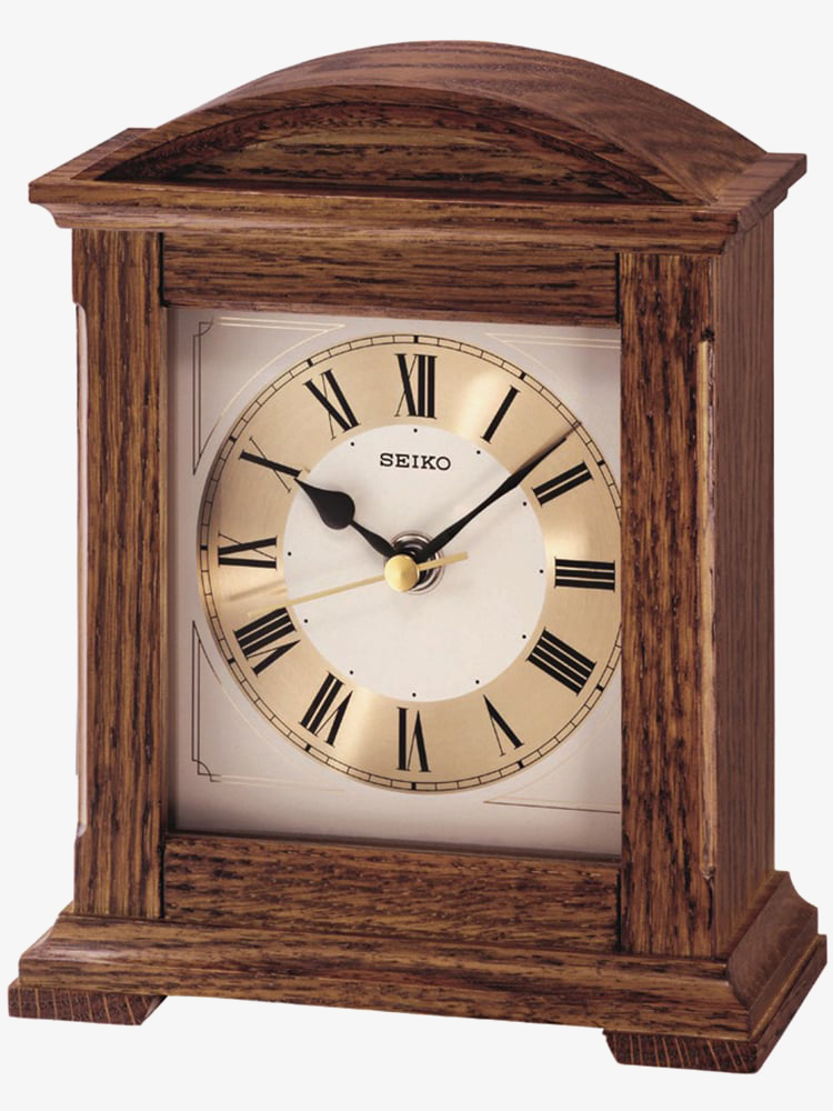 House of Watches - Seiko Clocks Brown Oak Wooden Mantel Clock QXG123B