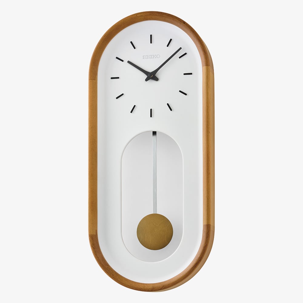 House of Watches - Seiko White Dial Pendulum Wooden Wall Clock QXC247B