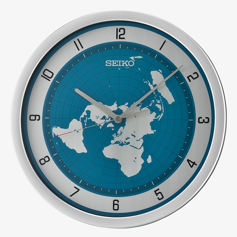 House of Watches - Seiko Retro Blue World Map Dial Round Wall Clock QXA814S