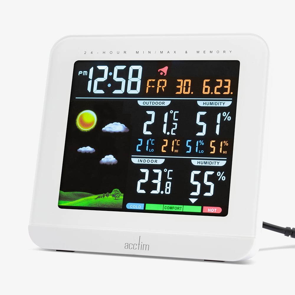 Acctim Wyndham Colour Digital Barometer Clock 16192