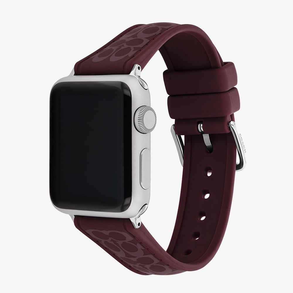 Coach Ladies Blackcurrent Rubber Apple Watch Strap 14700320