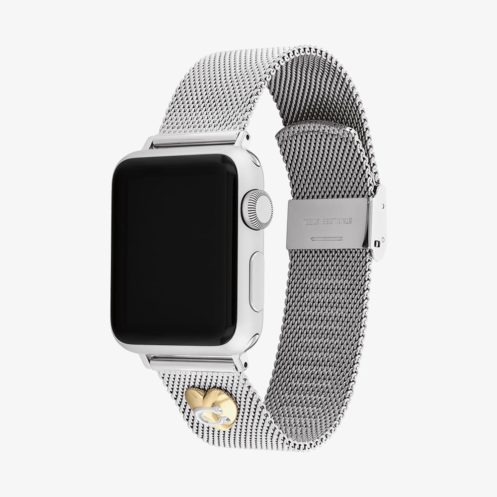 Coach Ladies Silver Mesh Apple Watch Strap 14700239