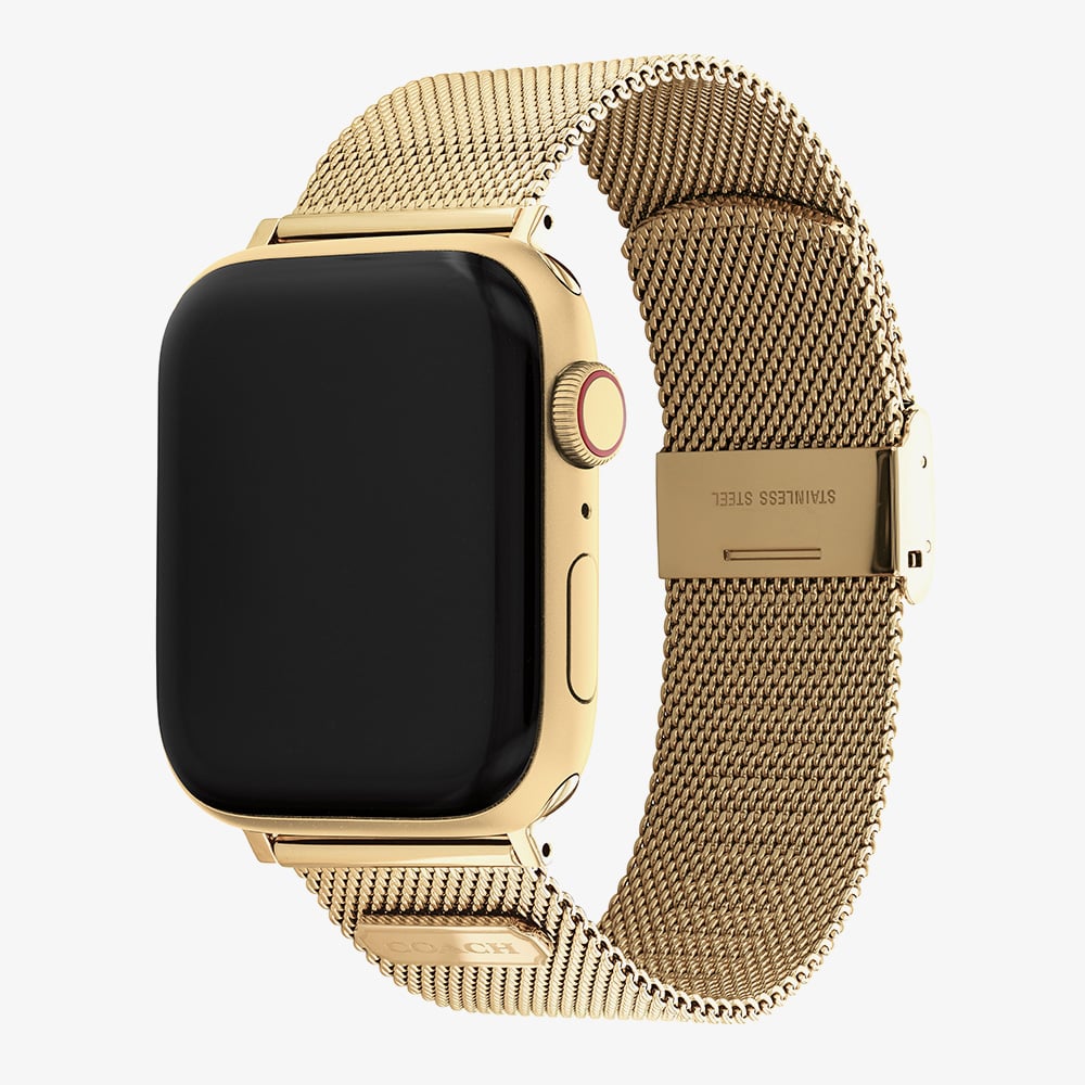 Coach Ladies Gold Tone Mesh Apple Watch Strap 14700064