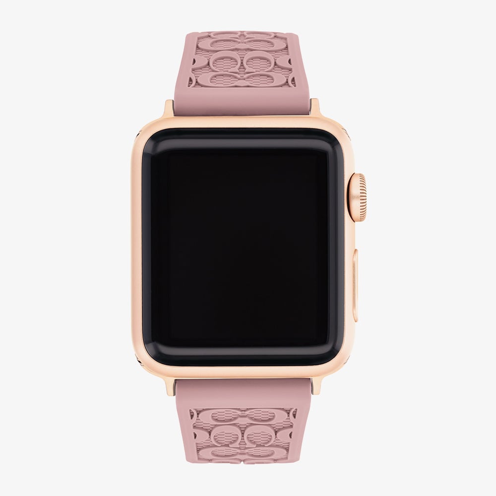 Coach Ladies Pink Silicone Apple Watch Strap 14700040