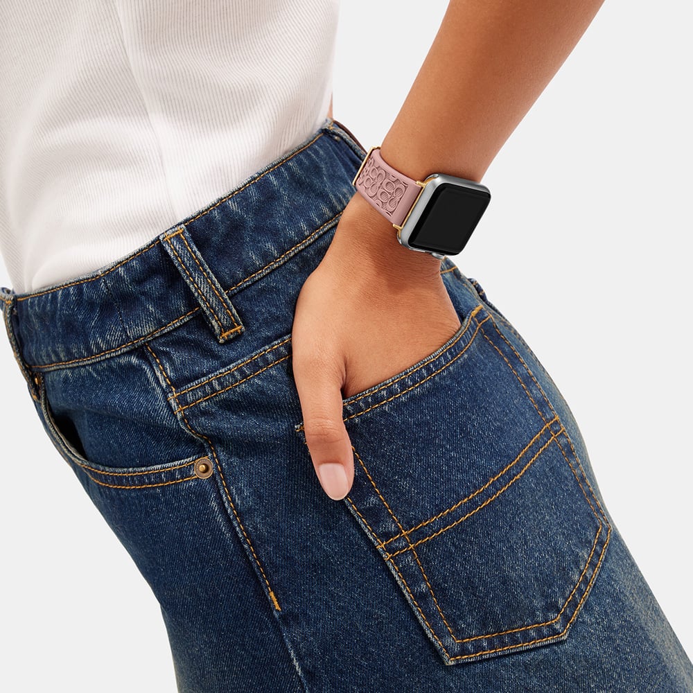Coach Ladies Pink Silicone Apple Watch Strap 14700040