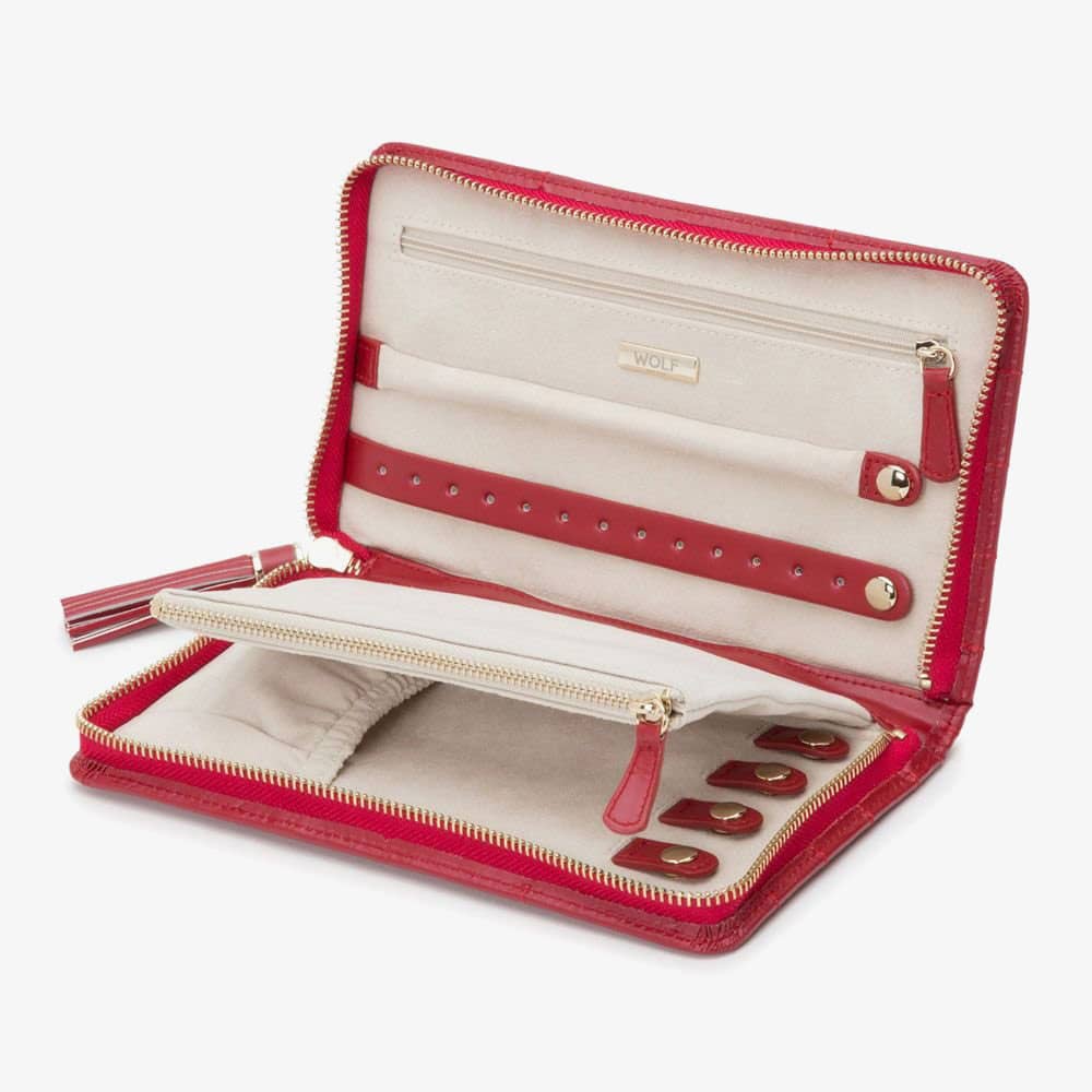 WOLF Caroline Red Portfolio Jewellery Box 324872