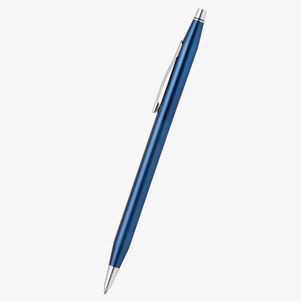 Cross Classic Century Translucent Cobalt Blue Engraved Diamond Pattern Ballpoint Pen AT0082-169