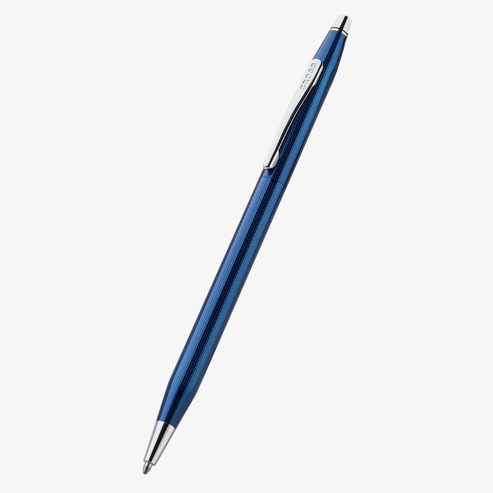 Cross Classic Century Translucent Cobalt Blue Engraved Diamond Pattern Ballpoint Pen AT0082-169