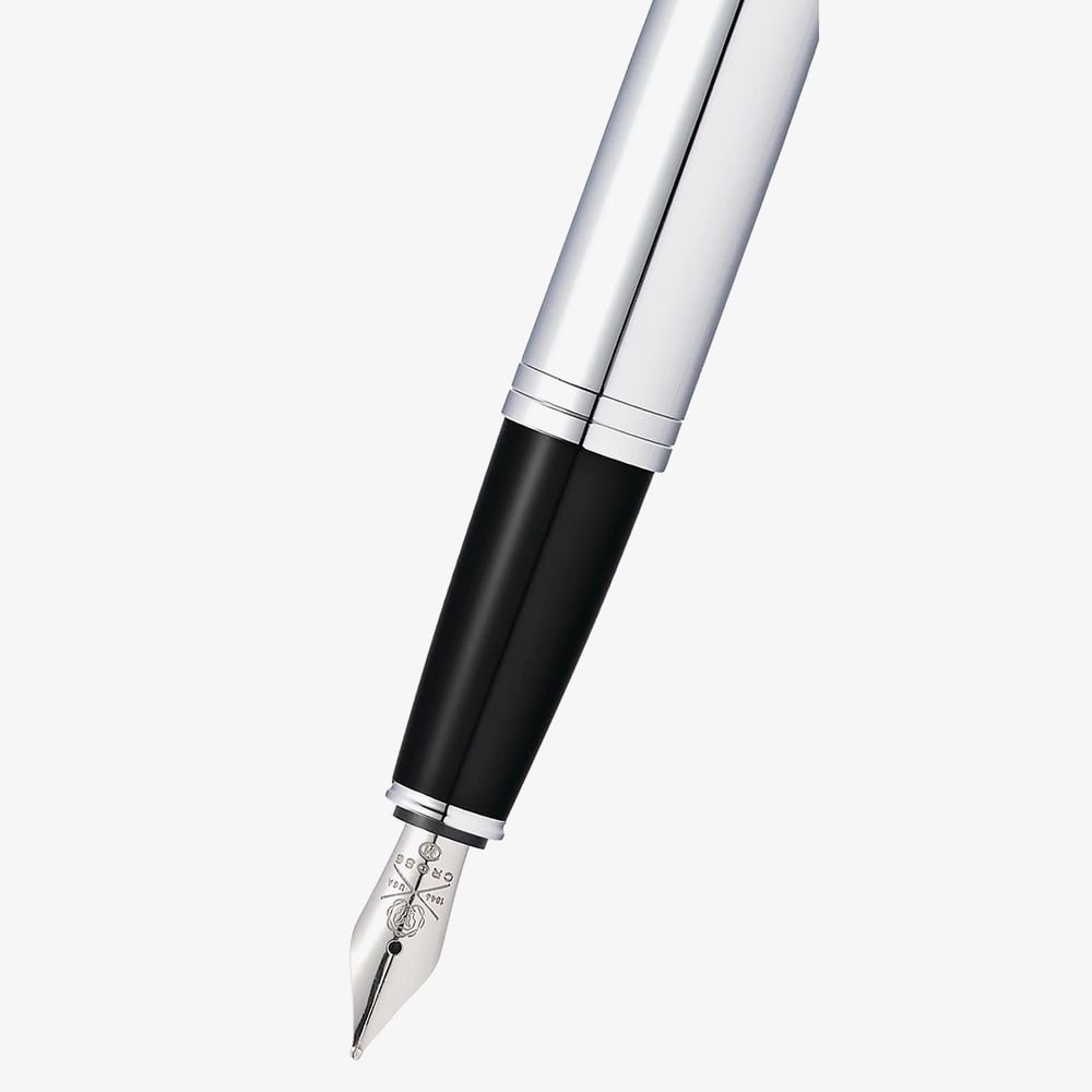 Cross Calais Polished Chrome Stainless Steel Medium Nib Fountain Pen AT0116-1MS