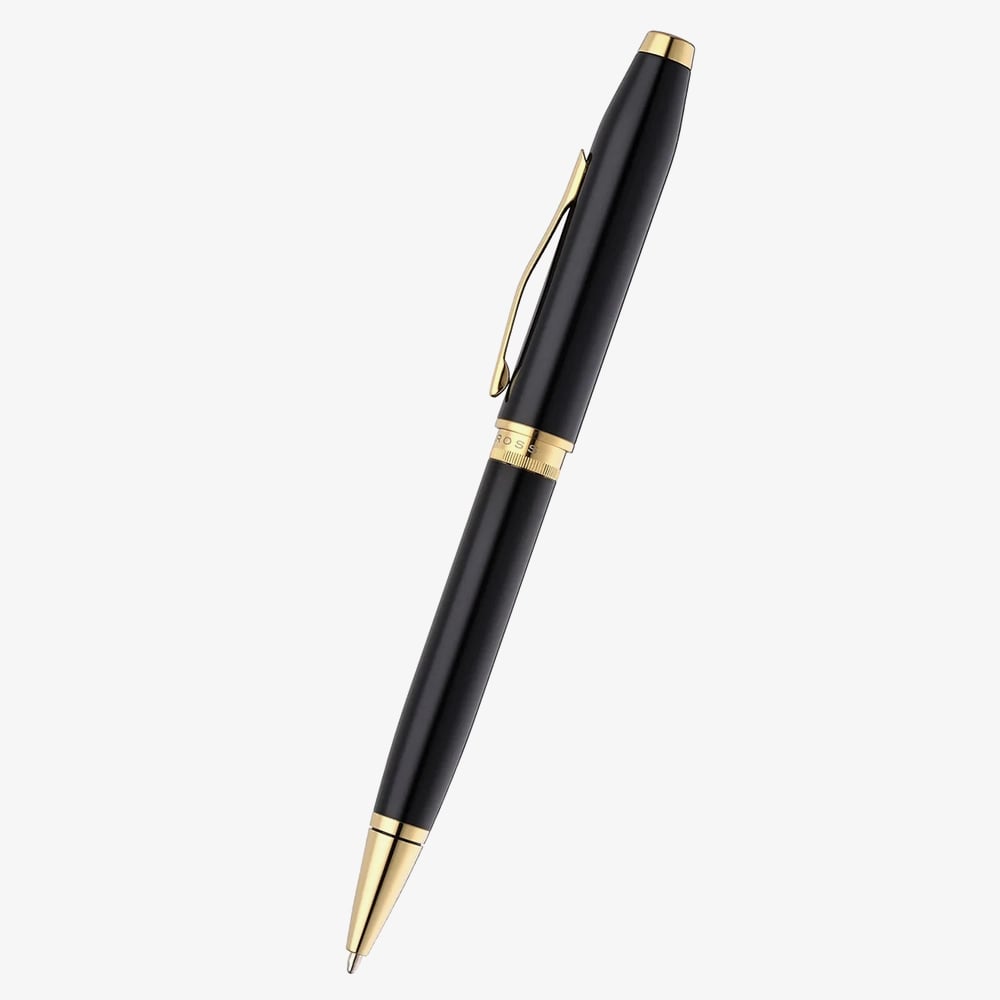 Cross Foundry Glossy Black Lacquer & Gold Ballpoint Pen AT0812-2