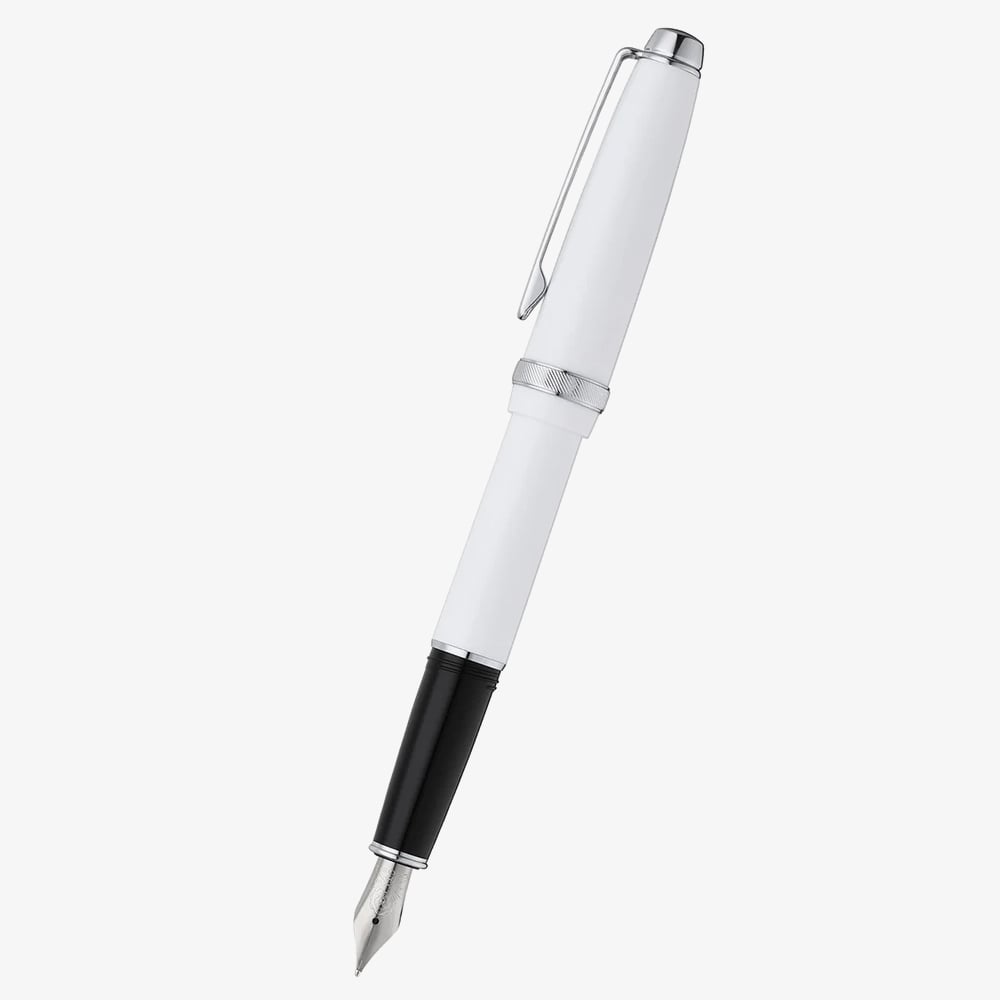 Cross Lume White & Chrome Stainless Steel Medium Nib Fountain Pen AT0806-2MS