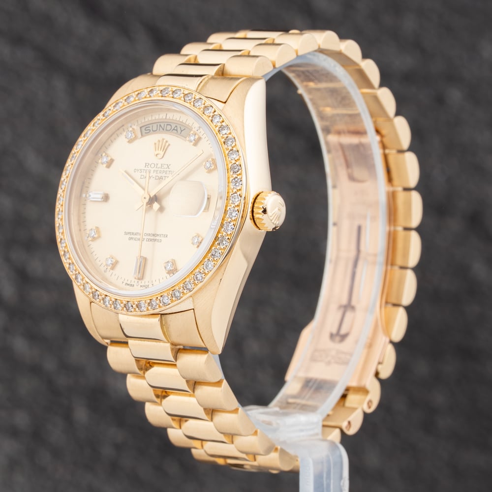 Pre-Owned Rolex Mens Day-Date 18ct Gold Bracelet Watch 18038