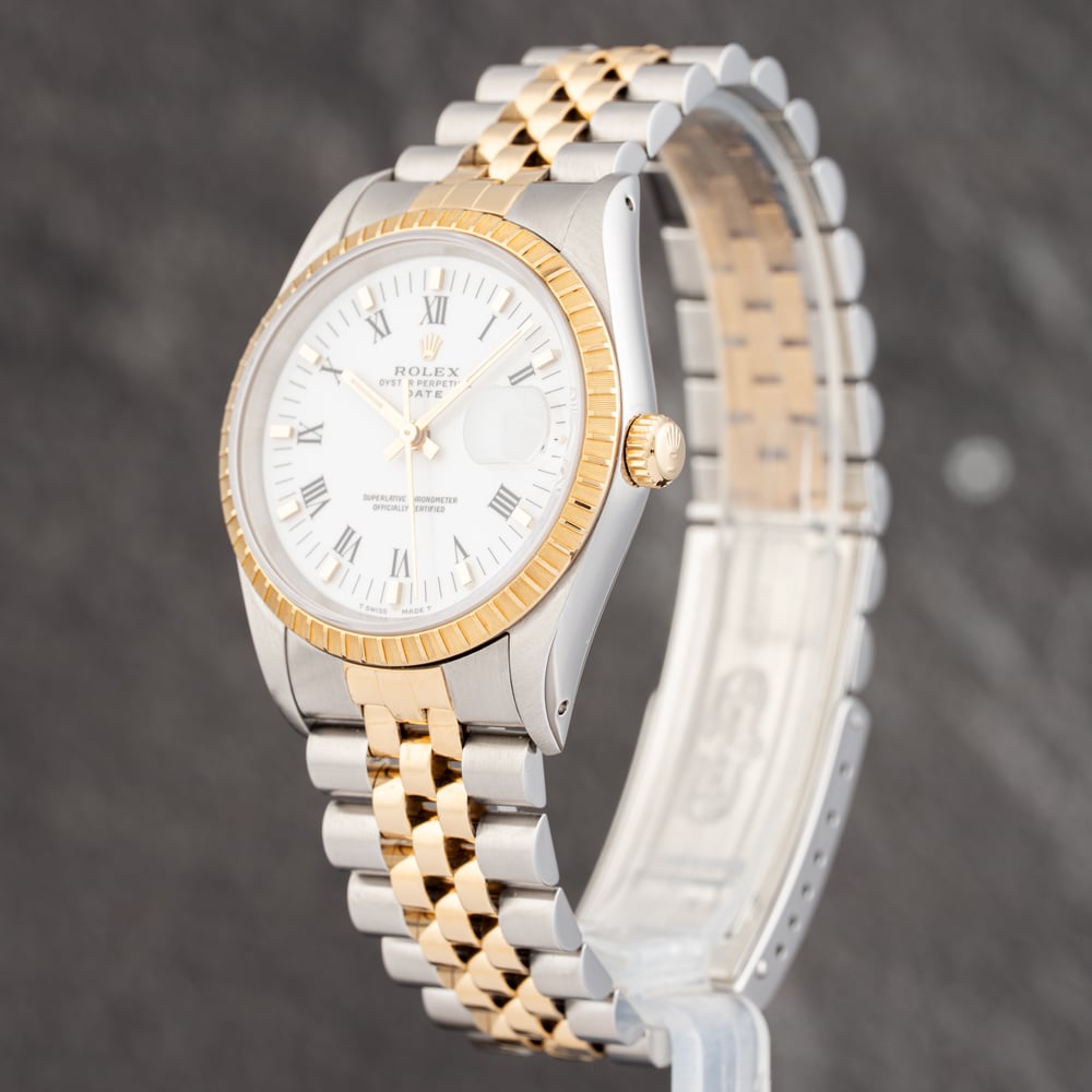 Pre-Owned Rolex Mens Datejust White Dial Two Colour Bracelet Watch 15223