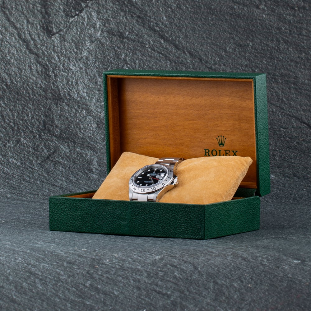 Pre-Owned Rolex Mens Explorer II Black Dial Bracelet Watch 16570