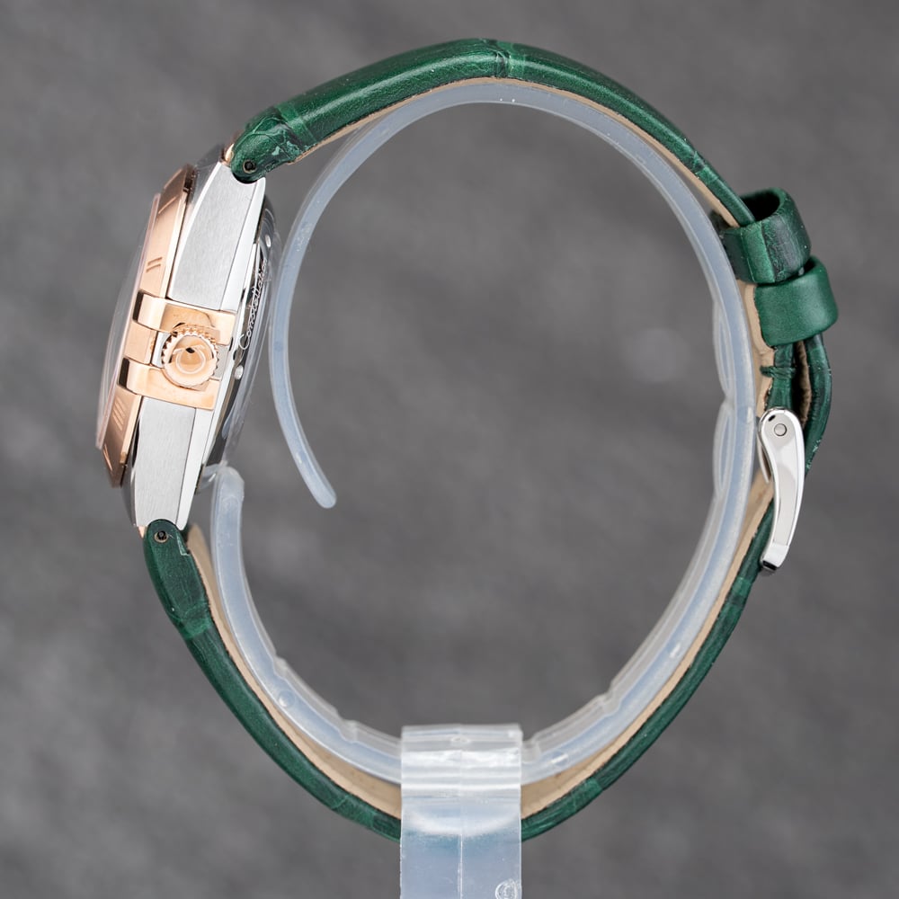 Pre-Owned OMEGA Ladies Constellation Diamond Green Leather Strap Watch 131.23.29.20.99.001