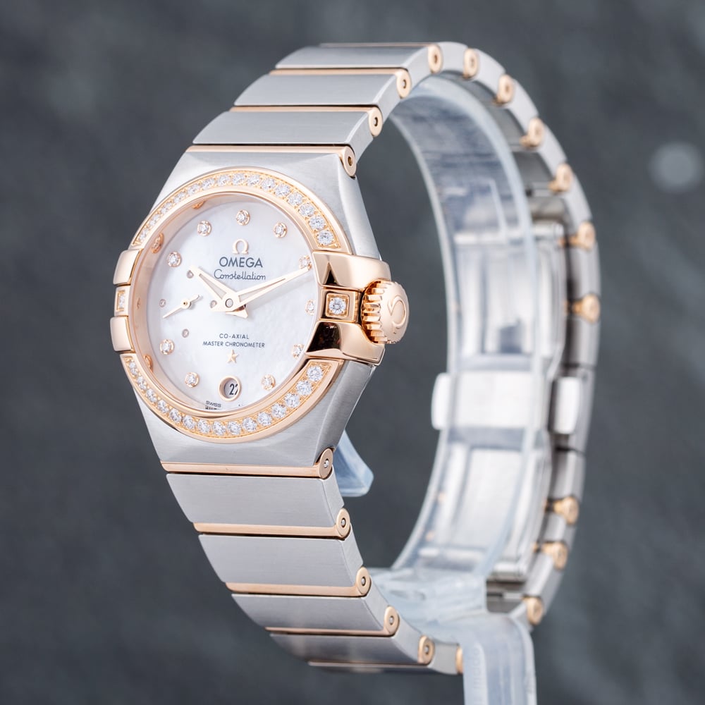 Pre-Owned OMEGA Ladies Constellation Petite Seconde Silver Dial Silver Bracelet Watch 12725272055001