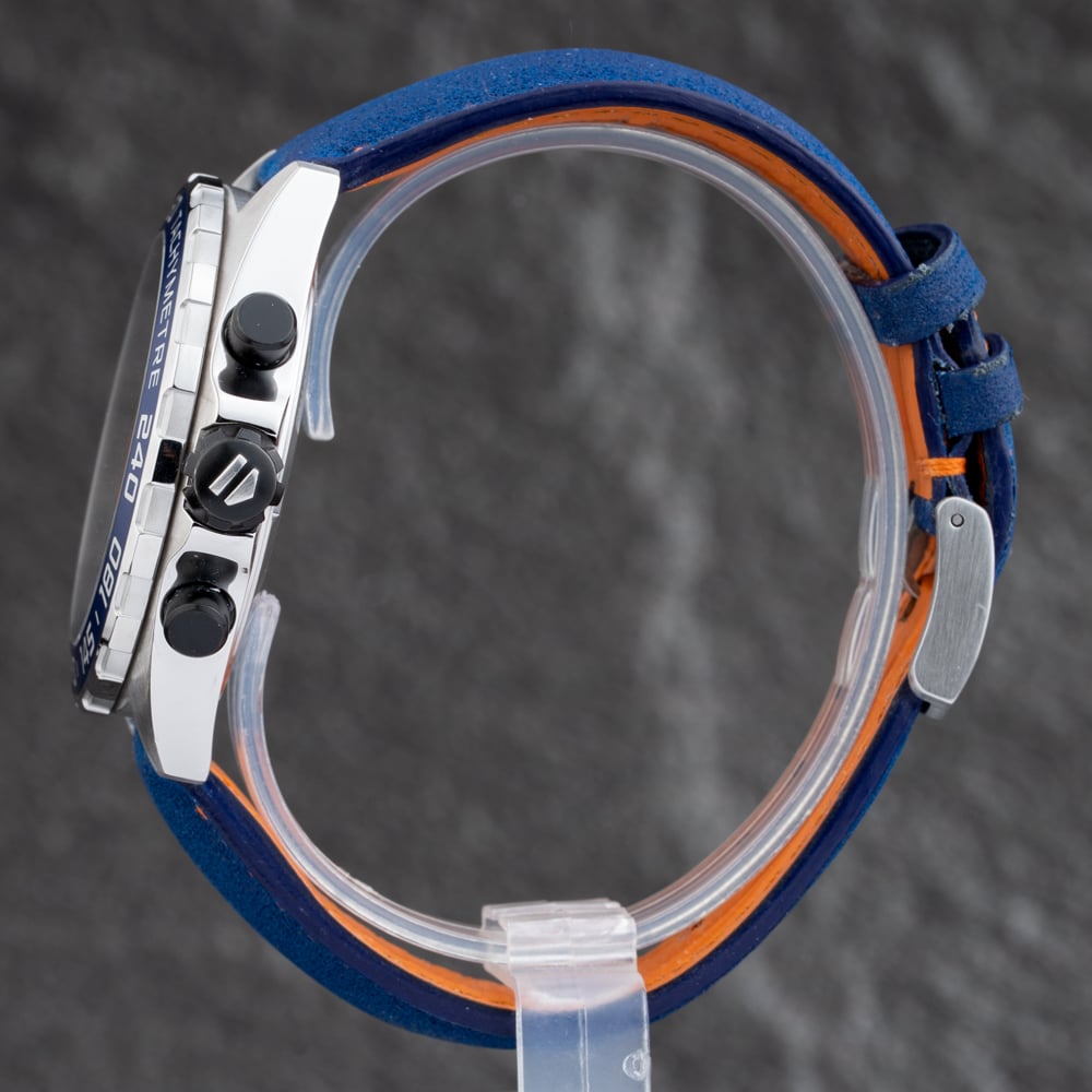 Pre-Owned TAG Heuer Mens Formula 1 Chronograph Gulf Special Edition Blue Leather Strap Watch CAZ101N.FC8243