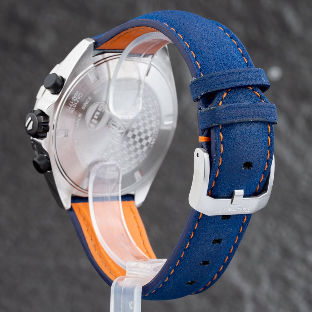 Pre-Owned TAG Heuer Mens Formula 1 Chronograph Gulf Special Edition Blue Leather Strap Watch CAZ101N.FC8243
