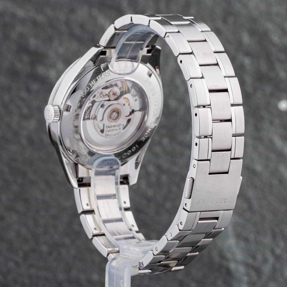 Pre-Owned TAG Heuer Mens Carrera Calibre 5 Black Dial Silver Bracelet Watch WV211M