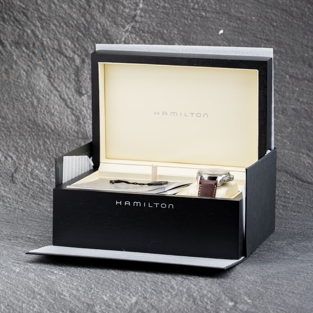 Pre-Owned Hamilton Mens Jazzmaster Brown Leather Strap Watch H32616553