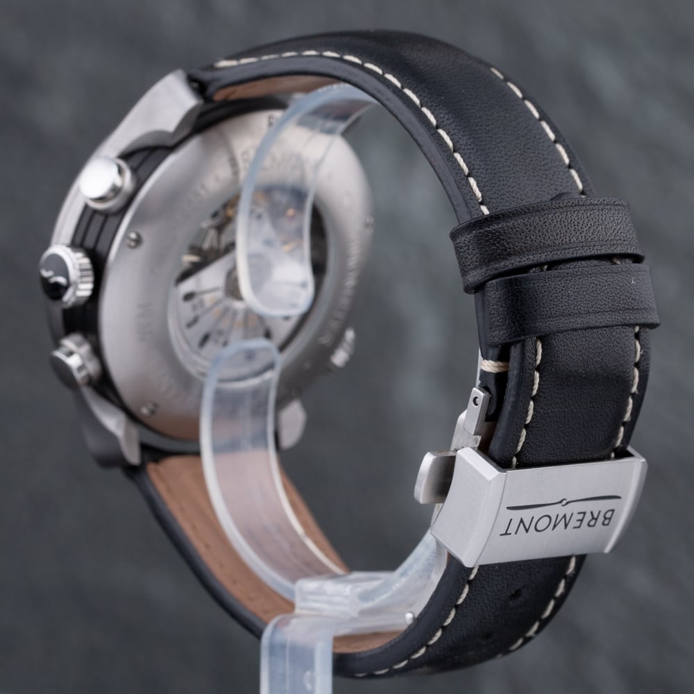 Pre-Owned Bremont Mens Alti-Wt/Bk Black Leather Strap Watch ALTI-WT/BK