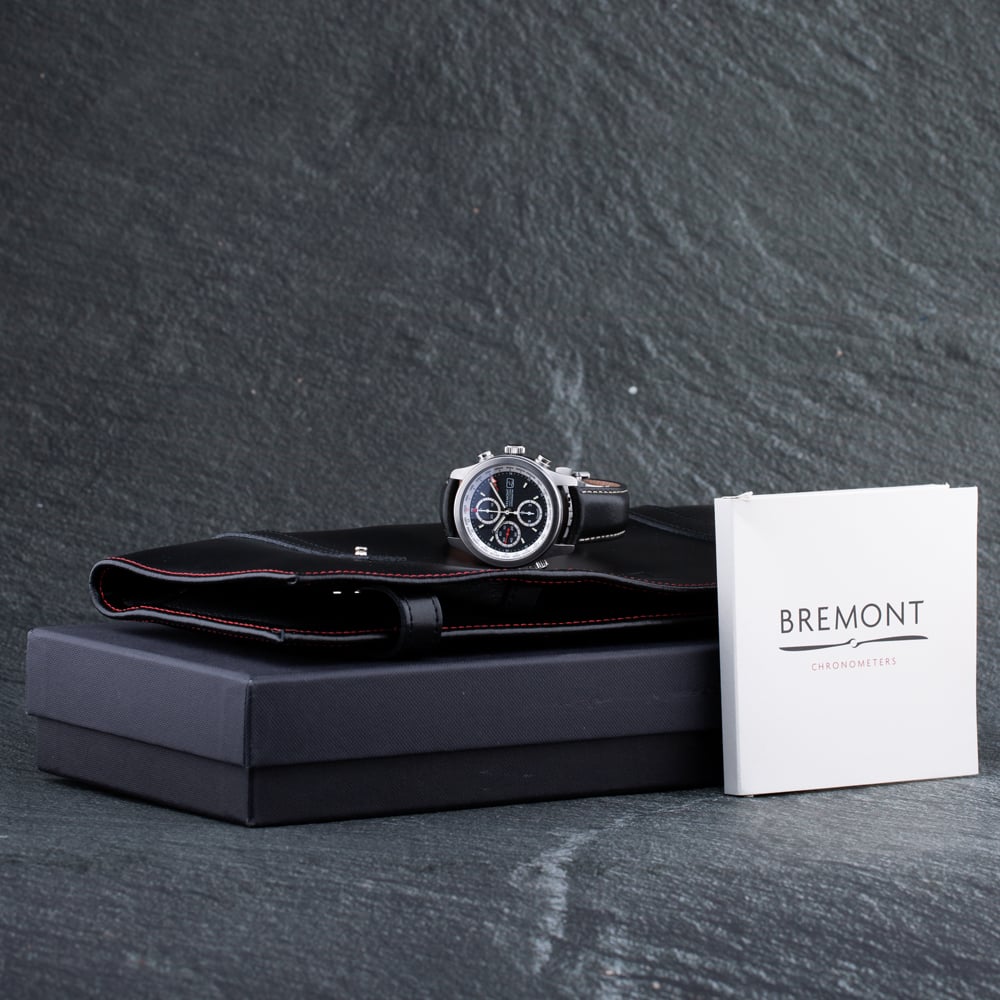 Pre-Owned Bremont Mens Alti-Wt/Bk Black Leather Strap Watch ALTI-WT/BK