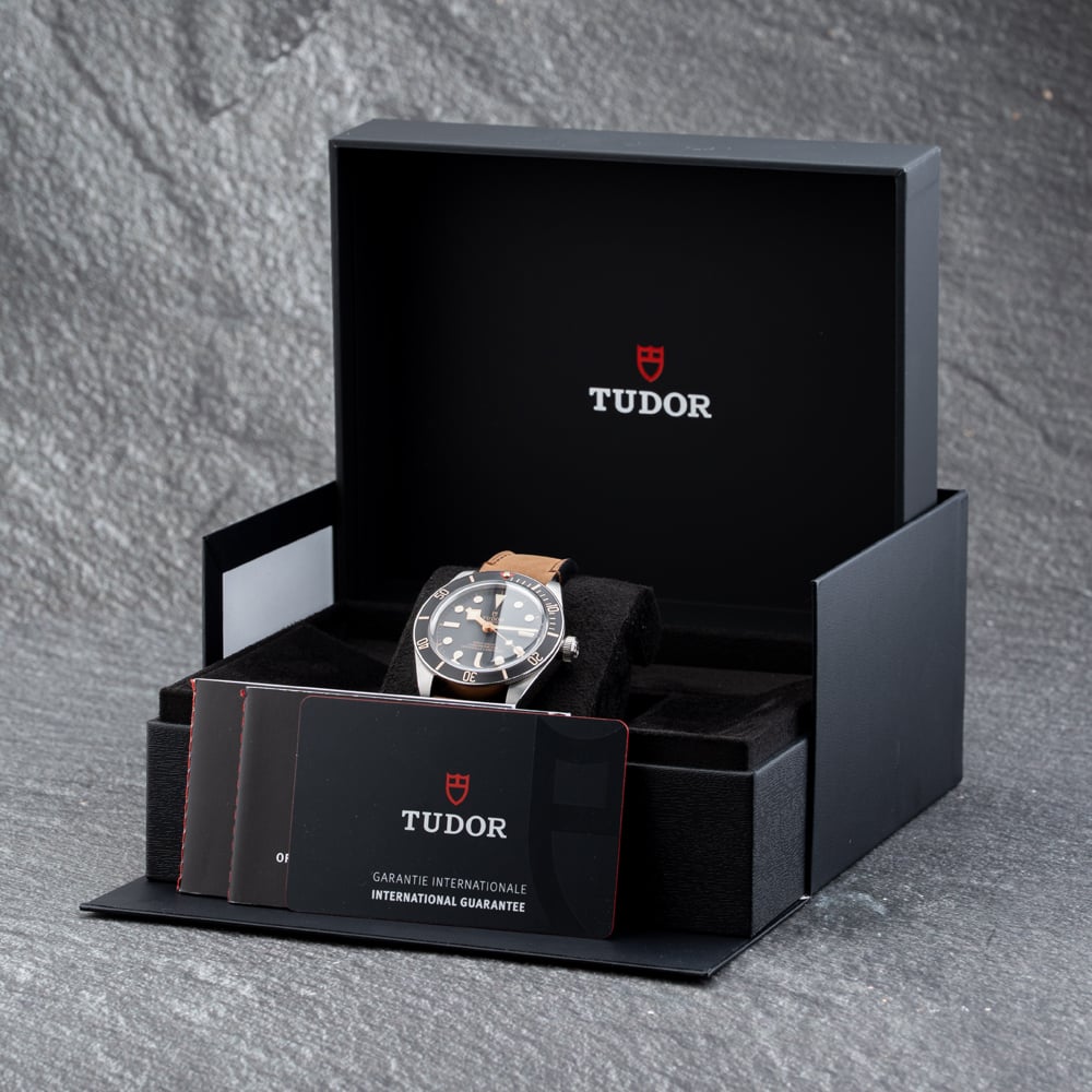 Pre-Owned Tudor Mens Black Bay 58 Black Leather Strap Watch M79030N-00002