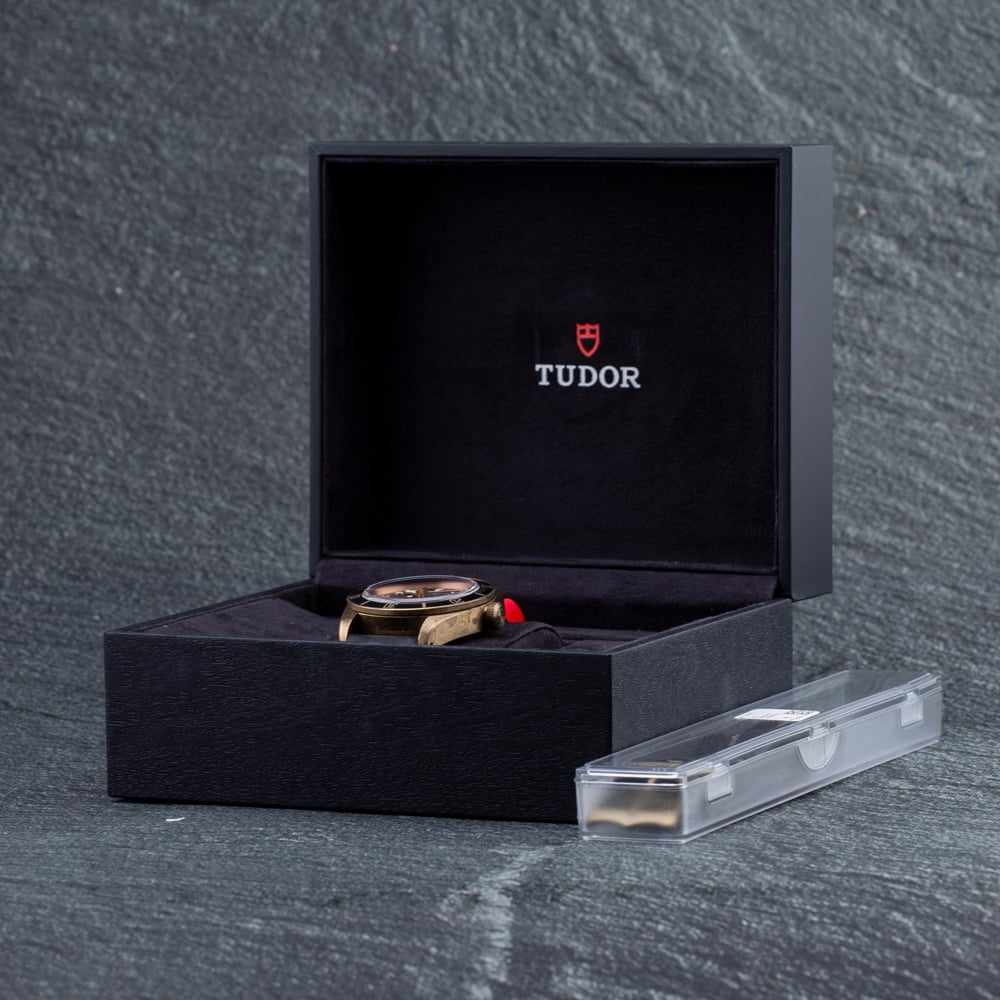 Pre-Owned Tudor Mens Black Bay Grey Dial Black Leather Strap Watch 79250BA