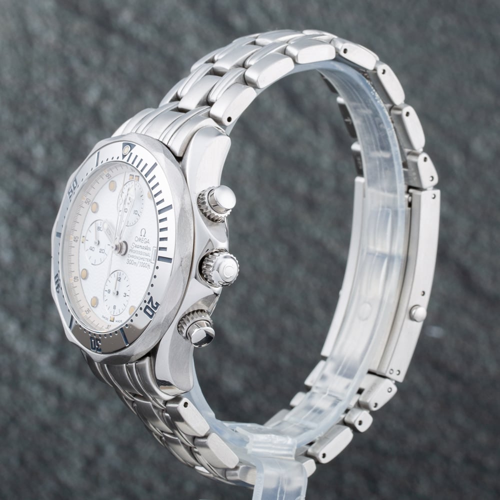 Pre-Owned OMEGA Mens Seamaster Chronograph White Dial Bracelet Watch 2598.20.00