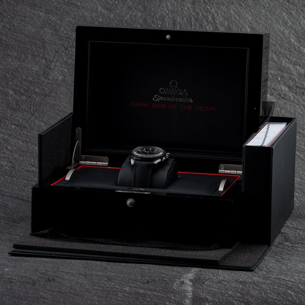 Pre-Owned OMEGA Mens Dark Side Of The Moon Black Fabric Strap Watch O31192445101007